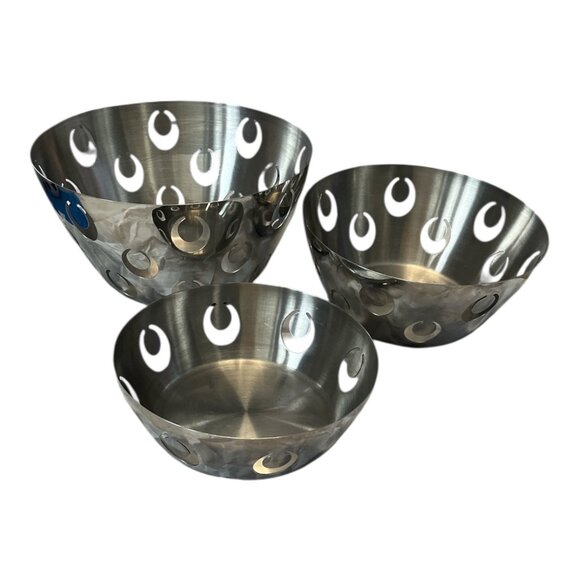BergHOFF Edelstahl 18/10 Stainless Steel Bowl Set – Set of 3 Decorative Perforat - Picture 1 of 4